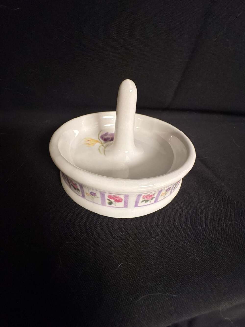 Bill Barnes Vintage Floral Ceramic Ring Holder Jewelry Dish
